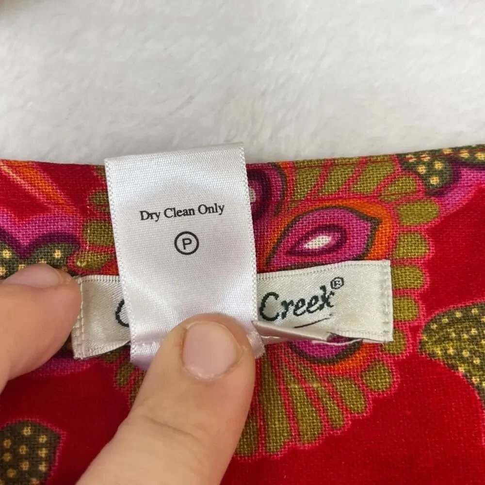 VTG Coldwater Creek Linen Red Bohemian Open Jacket sz Petite L Paisley Southwest - Picture 5 of 7